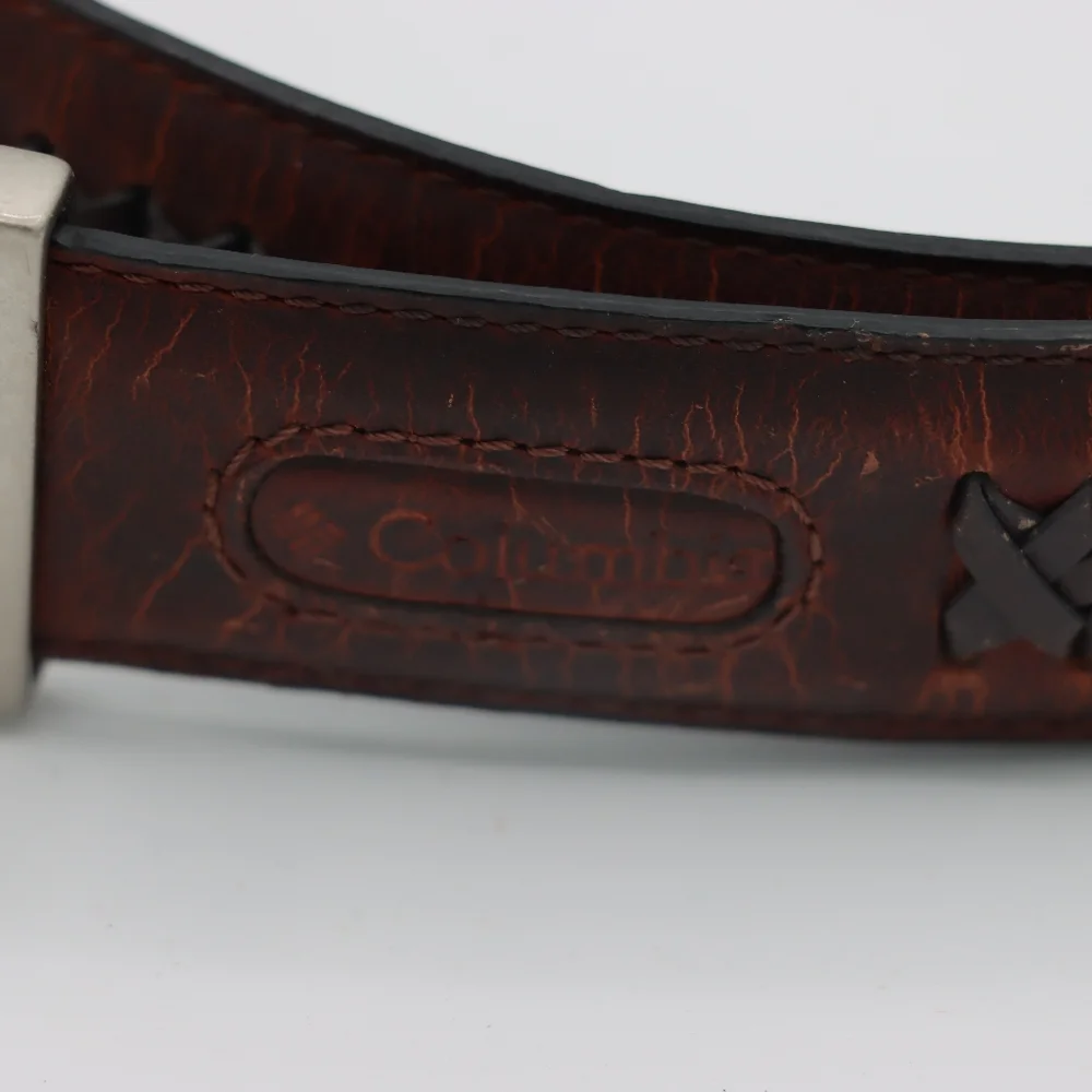 Columbia Reversible Brown Genuine Leather Casual Woven Trim Belt Men’s Size 48